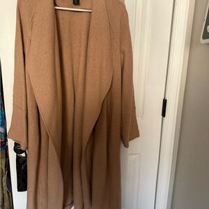 Tahari Camel Open Front Wool Coat